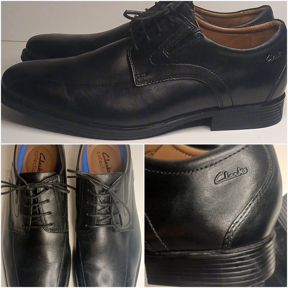 Clarks Mens Sz 10.5 Whiddon Pace Black Leather Dress Shoes Comfort Loafers EUC